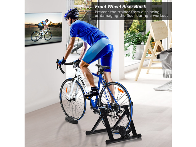 Costway Bike Trainer Folding Bicycle Indoor Exercise Training Stand - Black