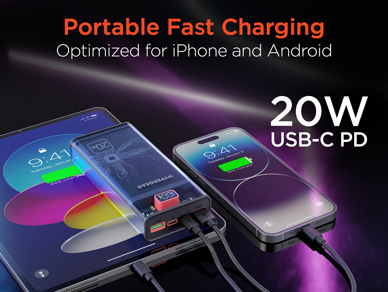 Transparent Retro Power Bank 20,000mAh Fast-Charge 20W USB-C