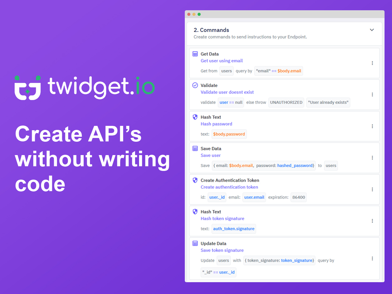 Twidget.io No-Code API Builder: Lifetime Subscription