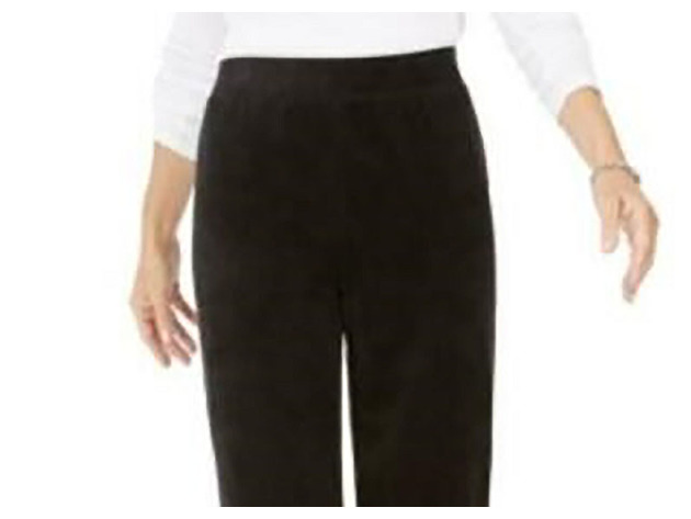 Karen Scott Women's Petite Velour Pull-On Pants Black Size Petite
