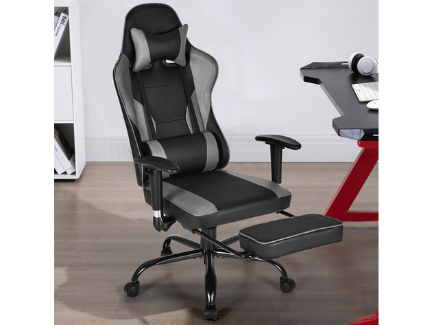 Costway Gaming Chair Racing High Back Office Chair w/ Footrest - Black