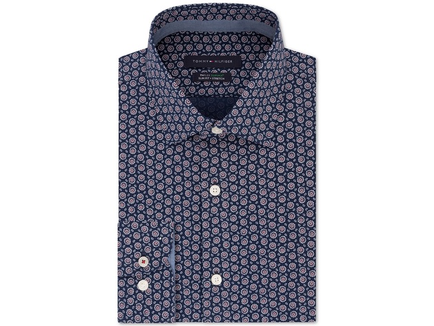 Tommy Hilfiger Men's Performance Stretch Print Dress Shirt Size 17.5x36-37