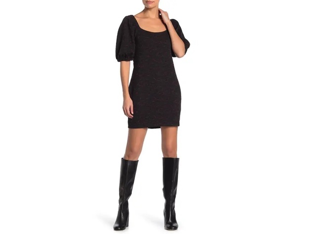 Free People Women's Sunset Off-The-Shoulder Mini Dress Black Size Large