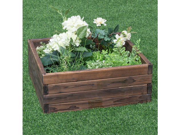 Costway Square Raised Garden Bed Flower Vegetables Seeds Planter Kit Elevated Box