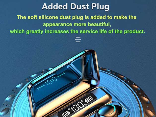 Flux 7 TWS Earbuds with Wireless Charging Case & Power Bank (Black)