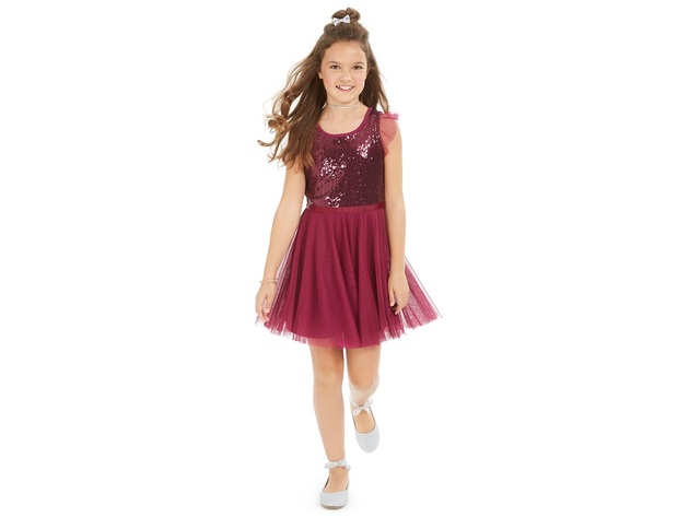 Epic Threads Big Girls Sequin Ruffle-Sleeve Party Dress Purple Size Small