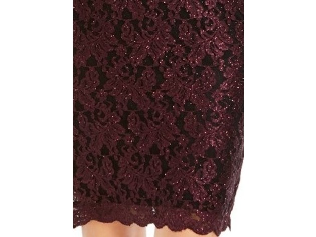 Nightway Women's Metallic Lace Sheath Dress Purple Size 12