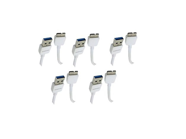 Samsung  Data Cable for Galaxy S5 and Note 3 N9000 - Non-Retail Packaging - White, 5 Pack