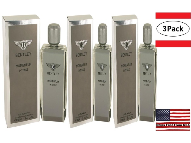 3 Pack Bentley Momentum Intense by Bentley Eau De Parfum Spray 3.4 oz for Men