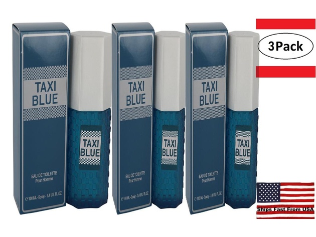 3 Pack Taxi Blue by Cofinluxe Eau De Toilette Spray 3.4 oz for Men