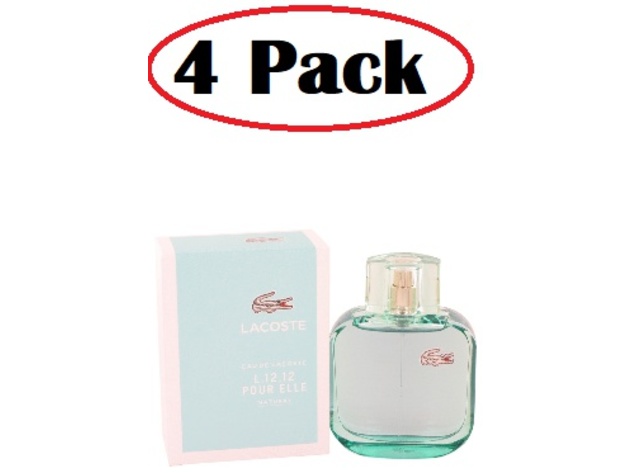 4 Pack of Lacoste Eau De Lacoste L.12.12 Natural by Lacoste Eau De Toilette Spray 3 oz