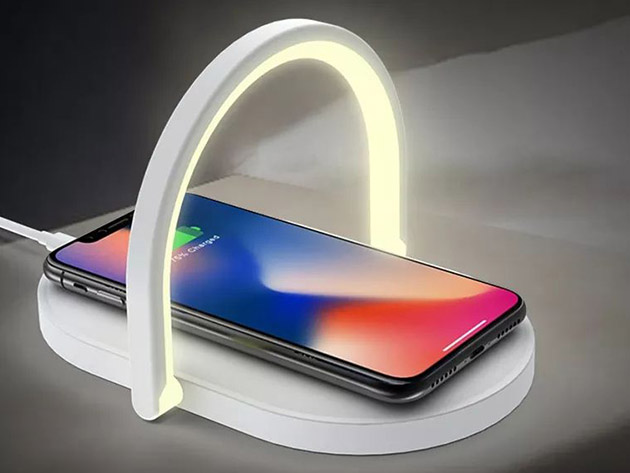 LED Bedside Lamp with Wireless Charger (White)