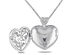 Sterling Silver Accent Diamond Heart Locket Pendant Necklace with Chain