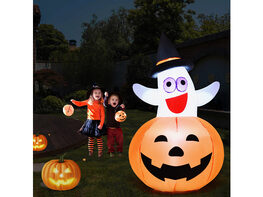 Costway 5 Ft Halloween Blow-up Inflatable Ghost in Pumpkin w/ LED Bulb Yard Decoration - As the pictures show