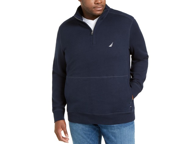 Nautica Men's Big & Tall Classic-Fit 1/4-Zip Fleece Sweatshirt Navy Size 3 Extra Large