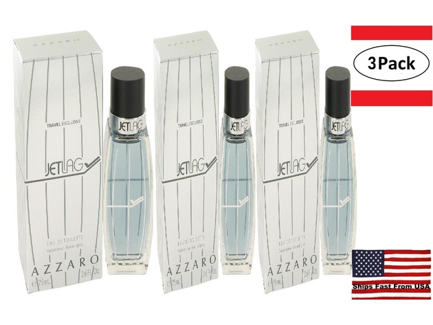 3 Pack Azzaro Jetlag by Azzaro Eau De Toilette Spray 2.6 oz for Men