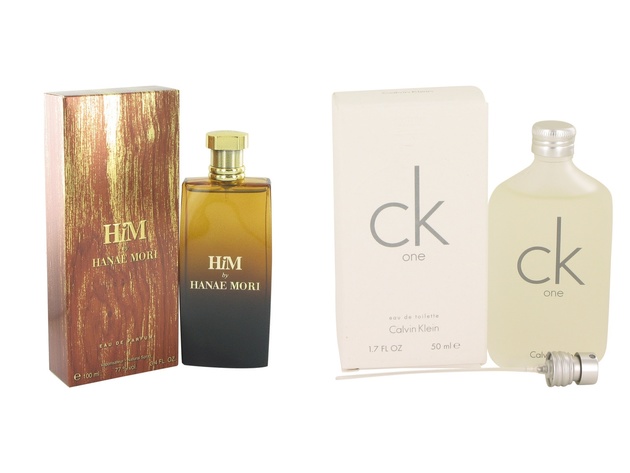 Gift set  Hanae Mori Him by Hanae Mori Eau De Parfum Spray 3.4 oz And  CK ONE EDT Pour/Spray (Unisex) 1.7 oz