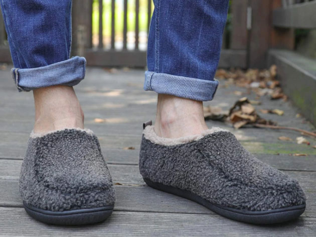 Men's Nomad Slippers with Memory Foam (Black, Size 9.5-10.5)