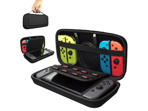 Nintendo Switch Carrying Storage Case, Protective Hard Case with handle, Holds 20 Games, Controller & Accessories - Black