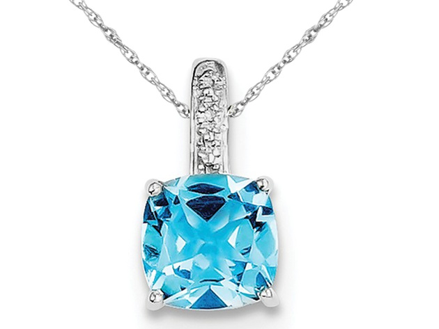 2.45 Carat (ctw) Swiss Blue Topaz Dangle Drop Pendant Necklace in Sterling Silver with Chain