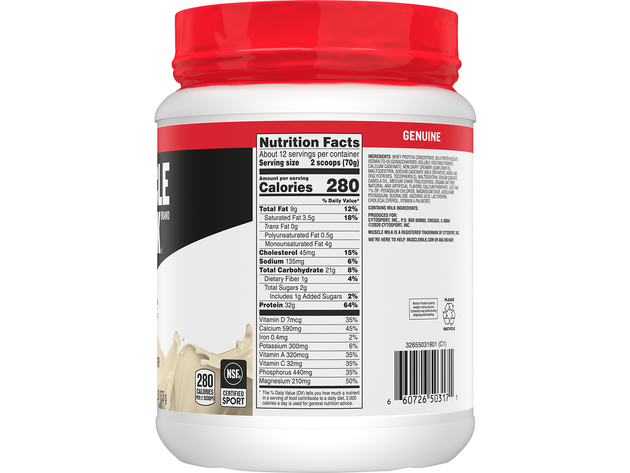 2-PACK Muscle Milk Genuine Protein Powder, Provides a More Sustained Delivery of Protein, 61.8 oz. 3.86 Lbs (30.9 oz. each), Vanilla Creme