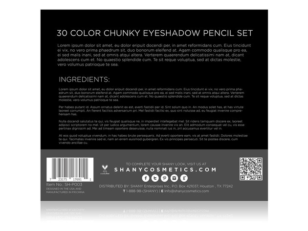 SHANY Multi-Use Chunky Pencils for Eye Shadow, Eyeliner, Lip Liner, Lipstick - W/ Vitamin E & Aloe Vera - Set of 30 Colors