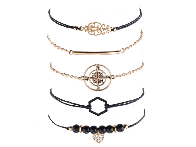 "Searching for the Stars" Black Marble 5-Piece Bracelet Set