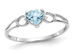14K White Gold Aquamarine Heart Ring 2/5 Carat (ctw) - 7