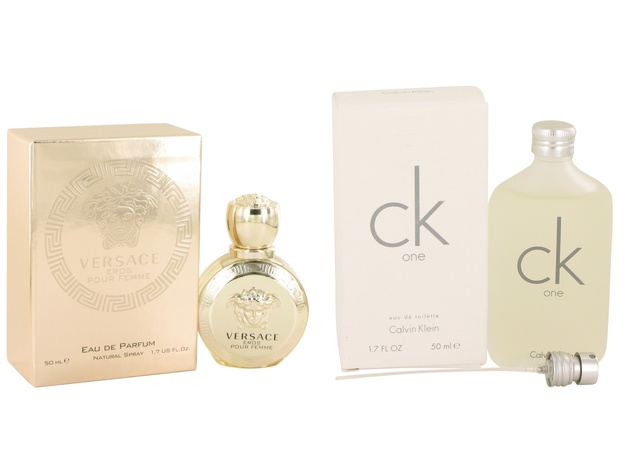 Gift set  Versace Eros by Versace Eau De Parfum Spray 1.7 oz And  CK ONE EDT Pour/Spray (Unisex) 1.7 oz