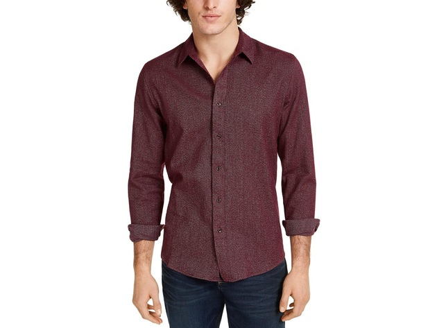 American Rag Men's Matt Regular-Fit Brushed Twill Shirt Red Size Medium