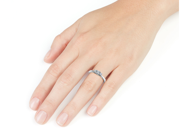 Diamond Three Stone Anniversary Ring 1/4 Carat (ctw) in 10K White Gold - 8