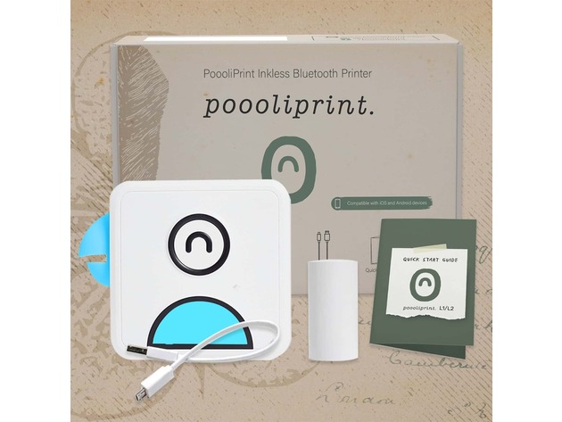 PoooliPrint Inkless Bluetooth Pocket Printer (Blue/L2 Instant HD 300DPI)