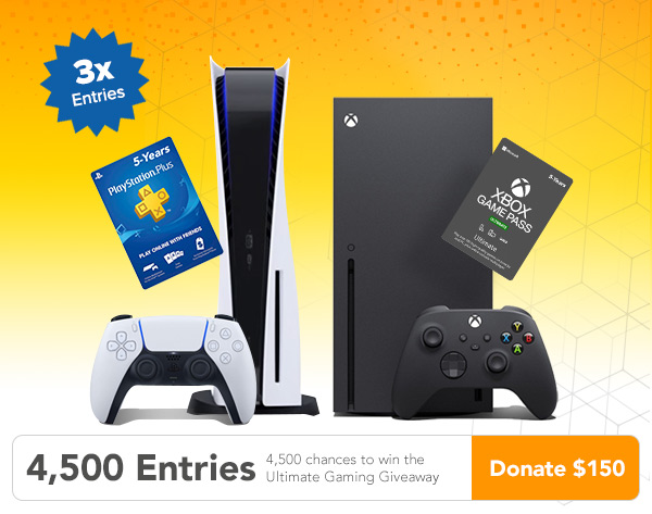4500 Entries to Win the Ultimate Gaming Giveaway & Donate to Charity