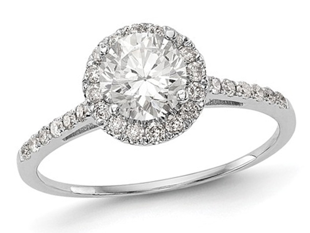 3/4 Carat (ctw G-H-I, SI1-SI2) Lab Grown Diamond Engagement Halo Ring in 14K White Gold - 9