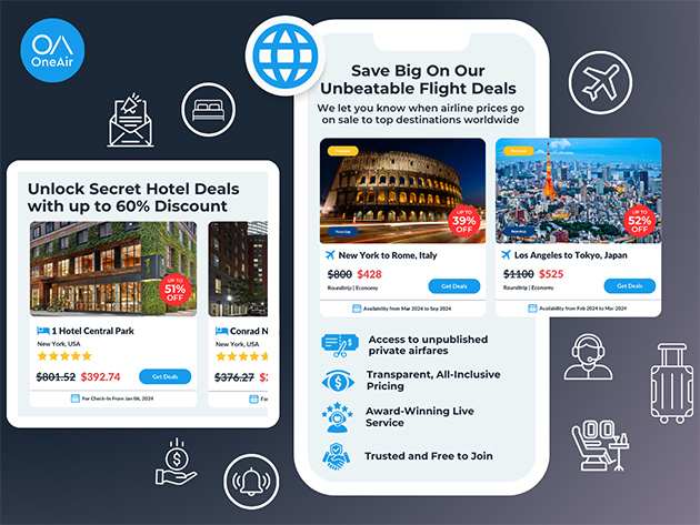 OneAir Premium Plan: Lifetime Subscription (Save Big on Flights, Hotels & More)