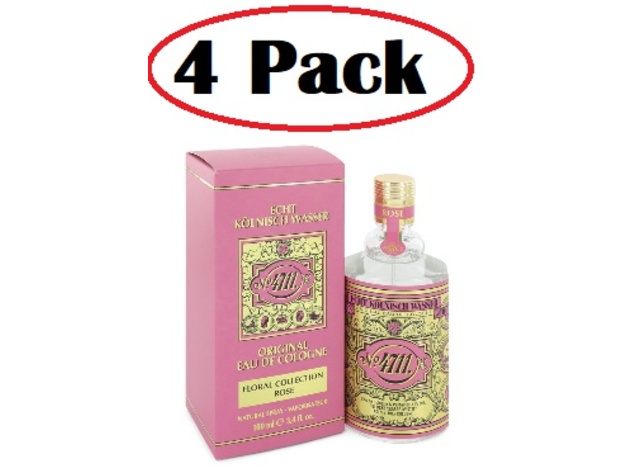 4 Pack of 4711 Rose by 4711 Eau De Cologne Spray (Unisex) 3.4 oz