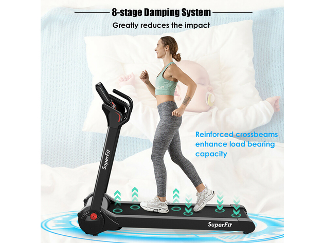 SuperFit 2.25HP Folding Electric Motorized Treadmill w/  Speaker - Black