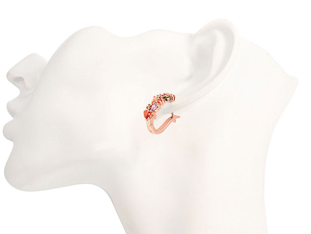 Multi-Color Lab-Created Gemstone Earrings in 14K Rose Gold