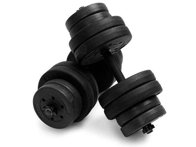 Total 66 LB Weight Dumbbell Set Adjustable Cap Gym Barbell Plates Body Workout. 