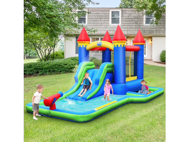 Costway Inflatable Castle Bouncer Bounce House Slide Water Park BallPit with 580W Blower