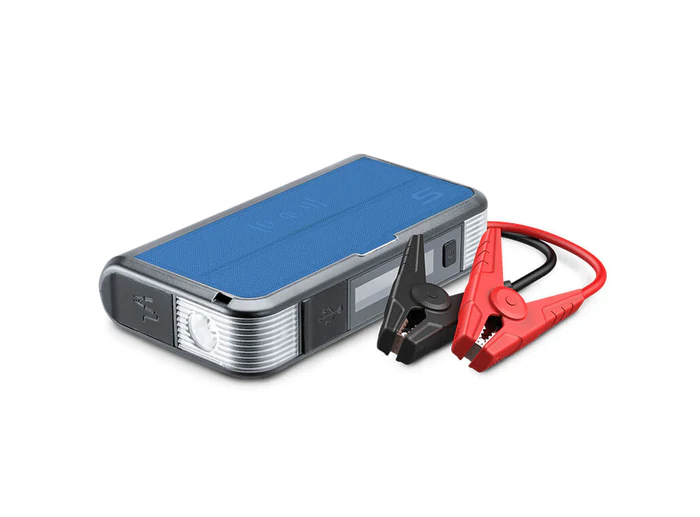 TYPE S 12V 6.0L Battery Jump Starter with Built-In Cable, LCD Display & 8,000mAh Qi Power Bank (Blue/USB-C) 