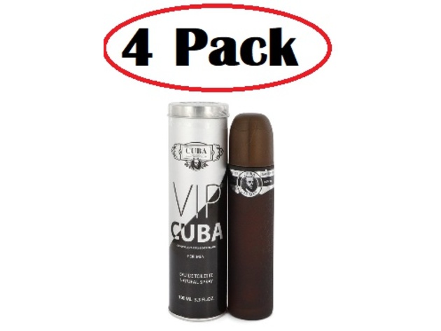 4 Pack of Cuba VIP by Fragluxe Eau De Toilette Spray 3.4 oz