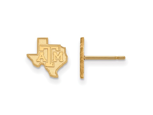 14k Yellow Gold Texas A&M University XS (Tiny) Post Earrings