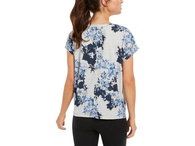 Ideology Women's Printed Yoga T-Shirt Grey Size Extra Large