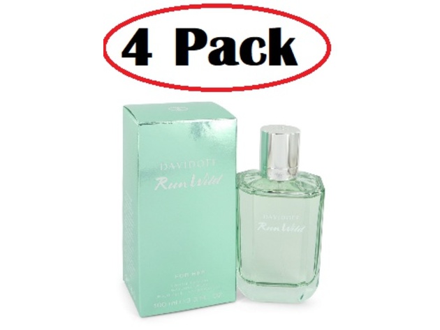 4 Pack of Cool Water Run Wild by Davidoff Eau De Parfum Spray 3.4 oz