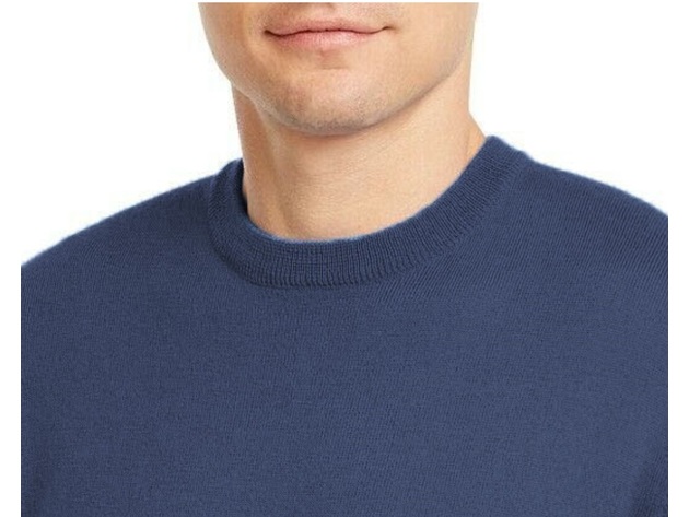 Club Room Men's Solid Crew Neck Merino Wool Blend Sweater Navy Size Medium