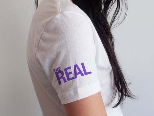 The Real Arm Logo White V-Neck T-Shirt