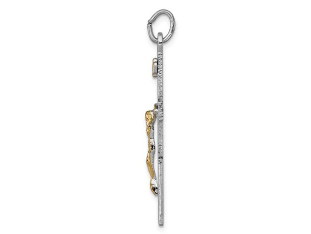 Sterling Silver with 18K Gold Plating Crucifix Cross Pendant Necklace with Chain