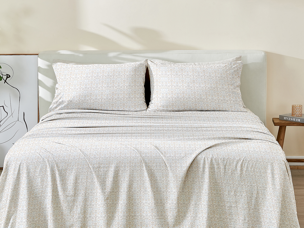 4-Piece Floral Print Microfiber Sheet Set (Floral Yellow/Queen)