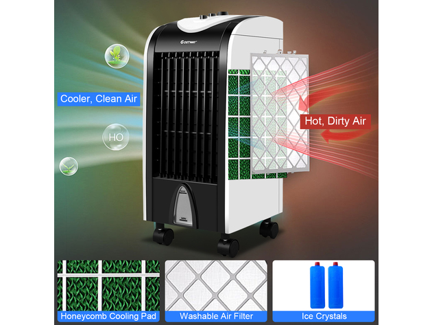 Costway Evaporative Portable Cooler Fan Humidify - White